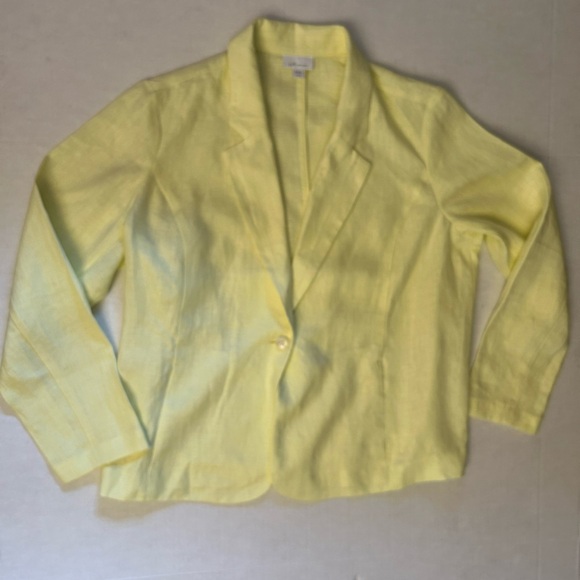 J.Jill Love Linen women's single button Yellow blazer Jacket Sz-PL.  S13 - Picture 10 of 13